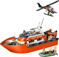 Rettungsboot der Küstenwache mit Hubschrauber