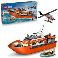 Rettungsboot der Küstenwache mit Hubschrauber