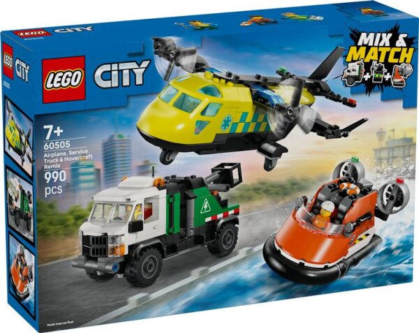 Kombinationsset mit Flugzeug, Wartungsfahrzeug und Luftkissenboot